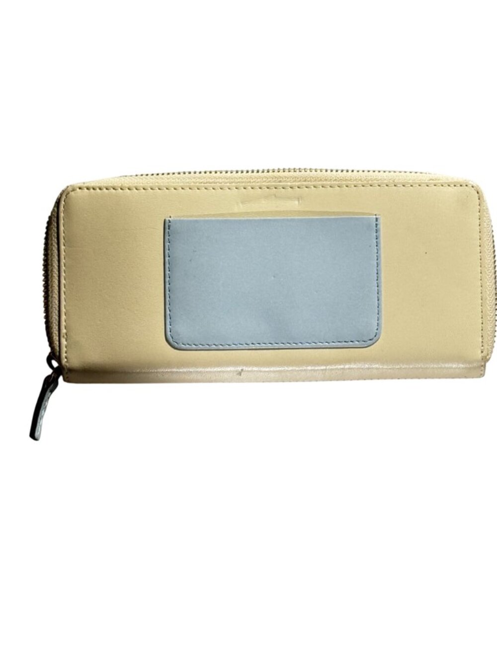 Lodis Beige Leather Zip-Around Long Continental Wallet With Gold Logo - Picture 10 of 11